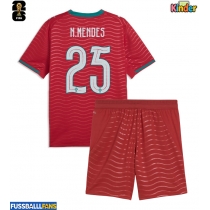 Portugal Nuno Mendes #25 Heimtrikotsatz Kinder WM 2026 Kurzarm (+ Kurze Hosen)